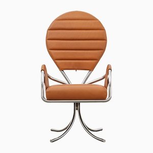 PH Pope Chair, Chrome, Aniline Leather Walnut