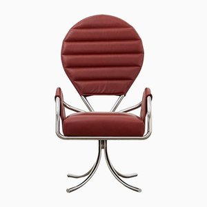 PH Pope Chair, Chrome, Aniline Leather Indianred