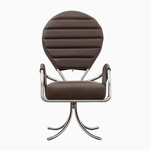 Chaise PH Pope, Chrome, Cuir Extreme Mocca