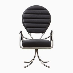 PH Pope Chair, Chrome, Aniline Leather Black