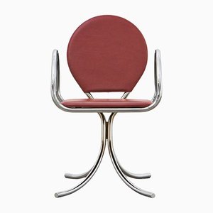 Fauteuil PH, Chrome, Cuir Extreme Indianred