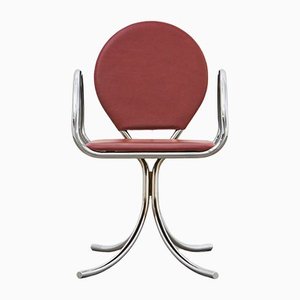 PH Armchair, Chrome, Aniline Leather Indianred