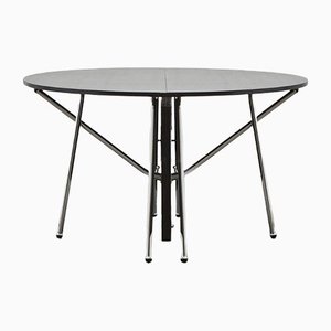 Ph Dining Table Folding, Chrome, Black Oak Veneer Table Plate, Veneered Edge