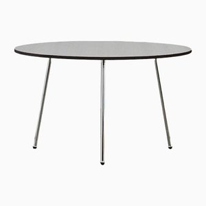 Ph Dining Table, D1270mm, Chrome, Black Oak Veneer Table Plate, Veneered Edge