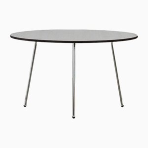 Mesa de comedor PH, D1270mm, cromo, plato laminado con borde negro