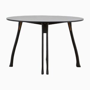 PH Axe Table, Black Oak Legs, Veneer Table Plate, Green PH 3 ½ - 2 ½ Lamp