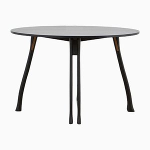 PH Axe Table, Black Oak Legs, Veneer Table Plate, Red PH 3 ½ - 2 ½ Lamp