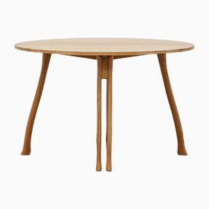 Ph Axe Table, Natural Oak Legs, Veneer Table Plate, Red Ph 3 ½ - 2 ½ Lamp