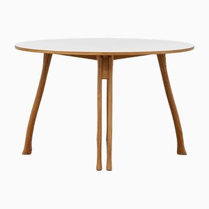 PH Axe Table, Natural Oak Legs, Laminated Plate, White PH 3 ½ - 2 ½ Lamp