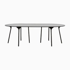 Tavolo Ph Circle, 1270x2370 mm, gambe in legno di quercia nero, piatto e bordo impiallacciati