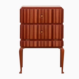 PH Small Drawer Chest with Wooden Legs, Mahogany Veneer & White Ash Wood Drawers