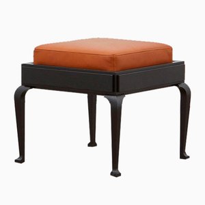 Taburete PH con patas de madera, chapa de roble negro y asiento de cuero de nogal extremo de Poul Henningsen