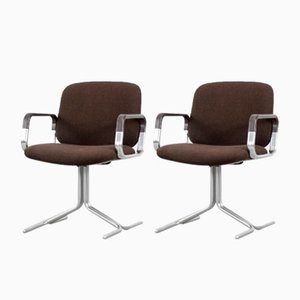 Set of Mid-Century German Modern Brown Aluminum Chairs from Mauser Werke Waldeck, 1970s