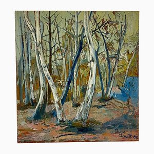 Trees, 1960s, Oil on Canvas, Framed