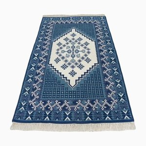Tunisian Berber Handknotted Area Rug in Blue