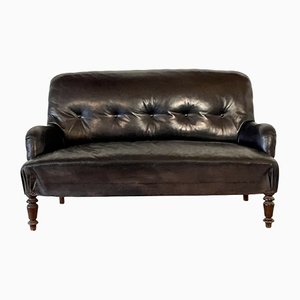 Antique Leather Sofa, France, 1880