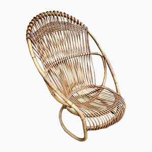 Rattan and Bamboo Lounge Chair, 1960s