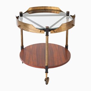 Italian Exotic Wood and Brass Bar Cart, 1950s
