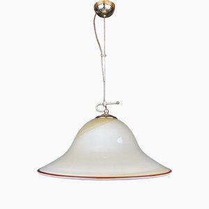 Lampe à Suspension Vintage en Verre de Murano Beige de De Majo, Italie, 1970s