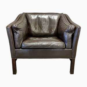 Scandinavian Leather Lounge Chair, 1950s