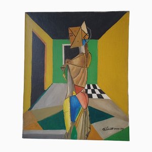 Schmidt, Kubistisches Frauenporträt, 1959, Öl auf Leinwand