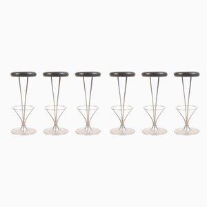 Mid-Century Barstools in Patinated Leather by Piet Hein for Fritz Hansen, Denmark, 1960s, Set of 6