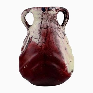 Antike Vase mit Griffen aus glasierter Keramik von Karl Hansen Reistrup für Kähler