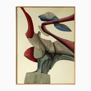 Guy Dessauges, Abstract Composition, 1978, Oil on Panel, Framed