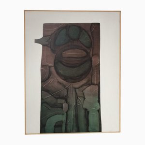 Guy Dessauges, Abstrakte Komposition, 1976, Öl auf Holz, Gerahmt