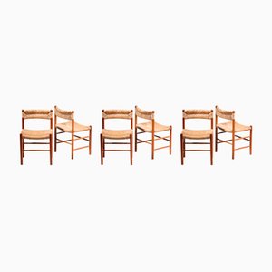 Chaises Dordogne en Paille par Robert Sentou pour Charlotte Perriand, 1960s, Set de 6