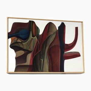 Guy Dessauges, Abstract Composition, 1970s, Oil on Panel, Framed