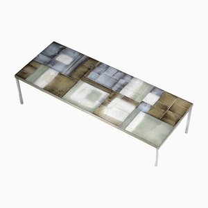 Large Blue & Grey Coffee Table by Roger Capron