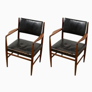 Mid-Century Leather Chairs by Arne Vodder, Set of 2