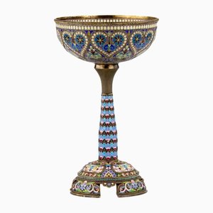 Coupe en Argent Cloisonné Peint avec Émaux en Verre Teinté par Ivan Khlebnikov