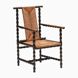 Art Nouveau Dark Brown Ebonized Wicker Chair by Josef Zotti, Austria, 1911