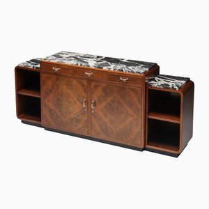 Art Deco Mahogany & Marble Credenza by Charles Van Beerleir, Dutch, 1950s