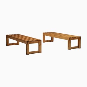 Banc Moderniste en Pin par Charlotte Perriand, Italie, 1960s, Set de 2