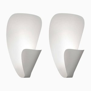 White B206 Wall Sconce Lamp Set by Michel Buffet for Indoor, Set of 2