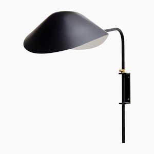 Black Anthony Wall Lamp White Fixing Bracket by Serge Mouille