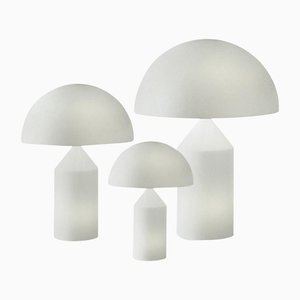 Atollo Large, Medium and Small Glass Table Lamp Set by Magistretti From Oluce