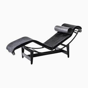 Lc4 Black Chaise Lounge by Le Corbusier, Pierre Jeanneret, Charlotte Perriand for Cassina