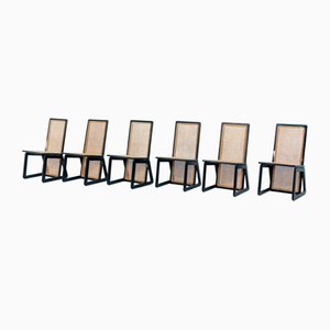 Vienna Black Wood & Straw Chairs by Marzio Cecchi, Set of 6