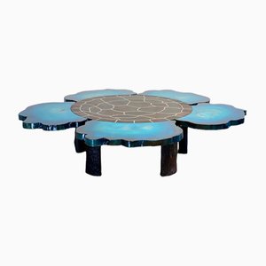 Tavolino da salotto in ebano macassar colorato e stabilizzato in resina di atelier D.DRIANI