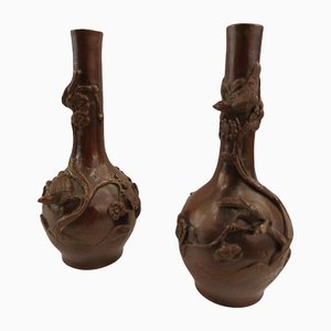 Vases Soliflore en Bronze, Japon, 19ème Siècle, Set de 2