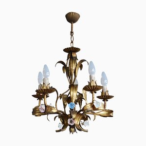Mid-Century French Gold Chandelier, 1950