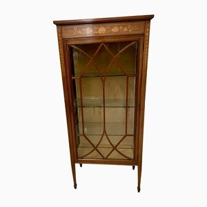 Antique Mahogany Marquetry Inlaid Display Cabinet