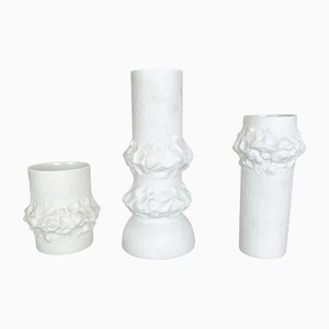 German Op Art Biscuit Porcelain Vases by Ak Kaiser, 1970s, Set of 3
