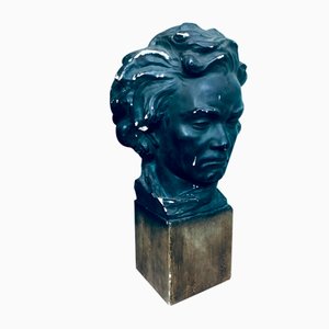 Antique French Bronzed Plaster Bust of Ludwig Van Beethoven