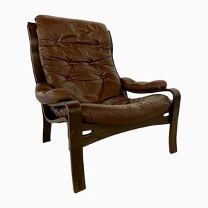 Vintage Scandinavian Leather Lounge Chair, 1970s