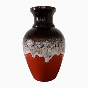 Vase 66 40 Style Fat Lava en Céramique Rouge, Marron et Gris de Bay Keramik, 1970s